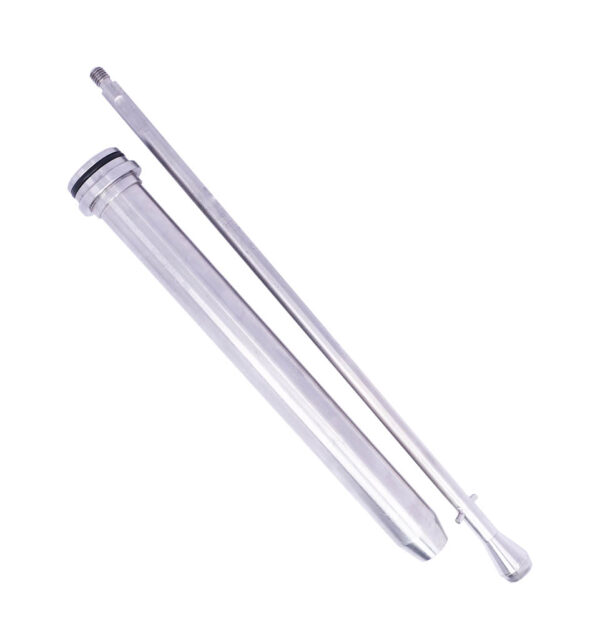 Positive Shut-Off Nozzle with Tube and Rod, 240mm Length and 25mm Diameter, designed for precision liquid filling by Packserv Australia.