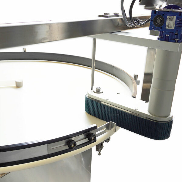 Close-up of the pneumatic controls on Packserv PST-8 Sorting Table for precise and efficient manufacturing operations.