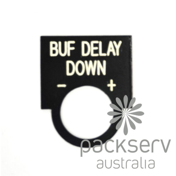 Bottom-Up Fill (BUF) Delay Down Label Plate - Rounded, Steel