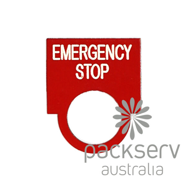 Emergency Stop Label Plate - Rounded, Steel (LPR-ES)