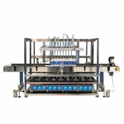 Eight-head automatic liquid filling machine by Packserv Australia, designed for efficient and precise filling operations.