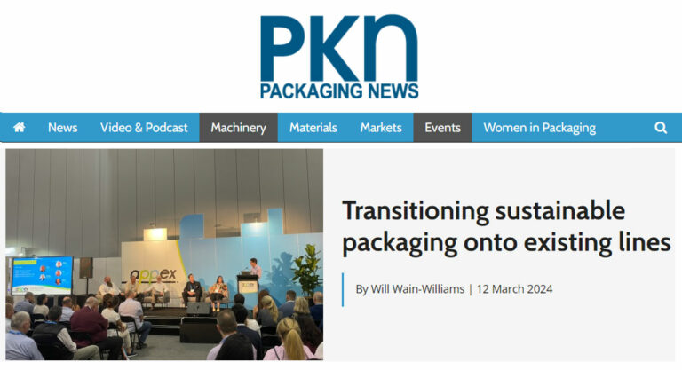 Nathan from Packserv presenting on transitioning sustainable packaging solutions into existing production lines at APPMA 2024, showcasing eco-friendly innovations.