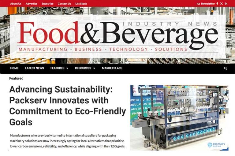 Packserv's eco-friendly packaging machinery innovations for the food and beverage industry, featuring advanced, sustainable technology designed to reduce environmental impact while ensuring high efficiency and performance in production