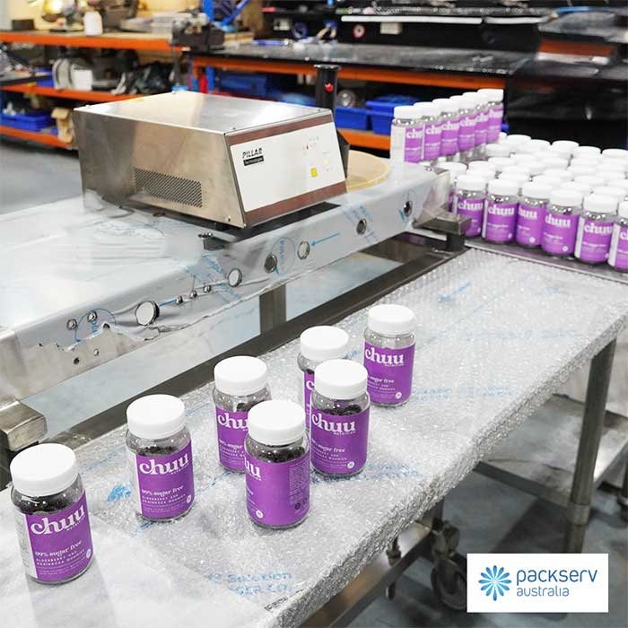 Chuu Nutrition testing Packserv's rental machinery to determine its suitability for their production process.