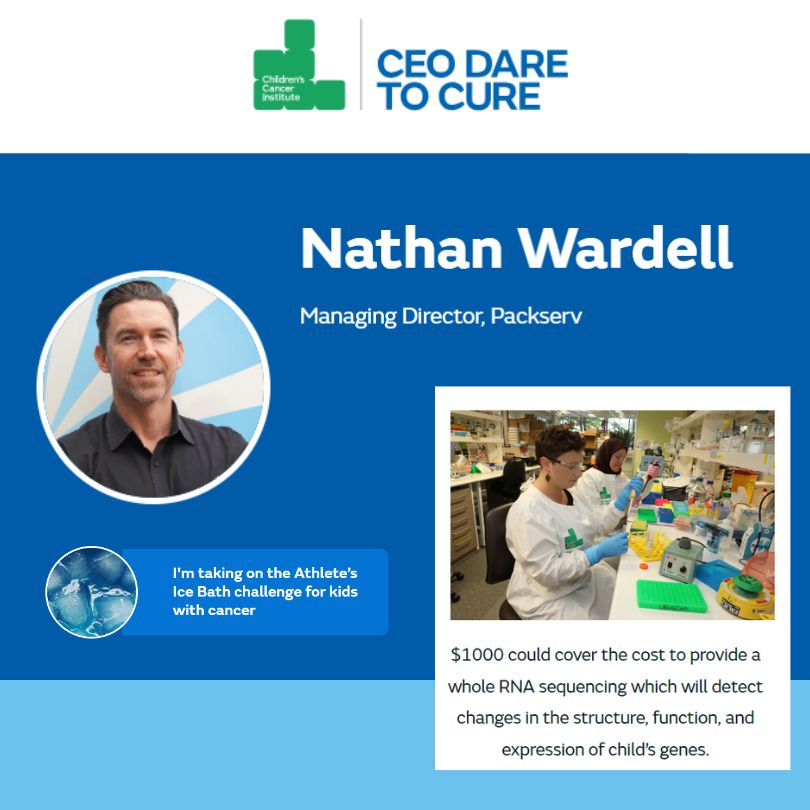 Nathan Wardell, CEO of Packserv, participating in the 2024 CEO Dare to Cure challenge.