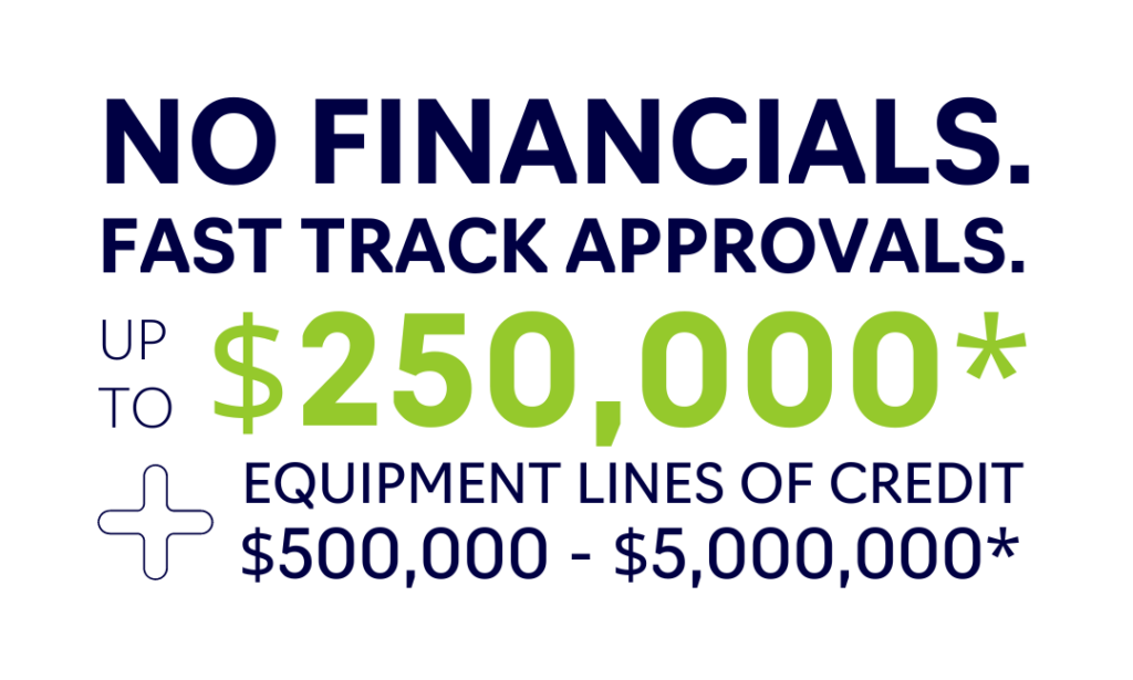 Graphic promoting Finlease's fast-track approval service for financing Packserv equipment rentals, featuring quick and easy application process.